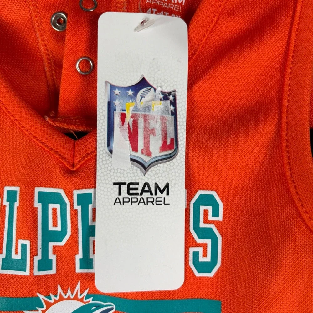 NFL Team Apparel Miami Dolphins Toddler Girls Cheerleader Dress Orange Aqua 4T